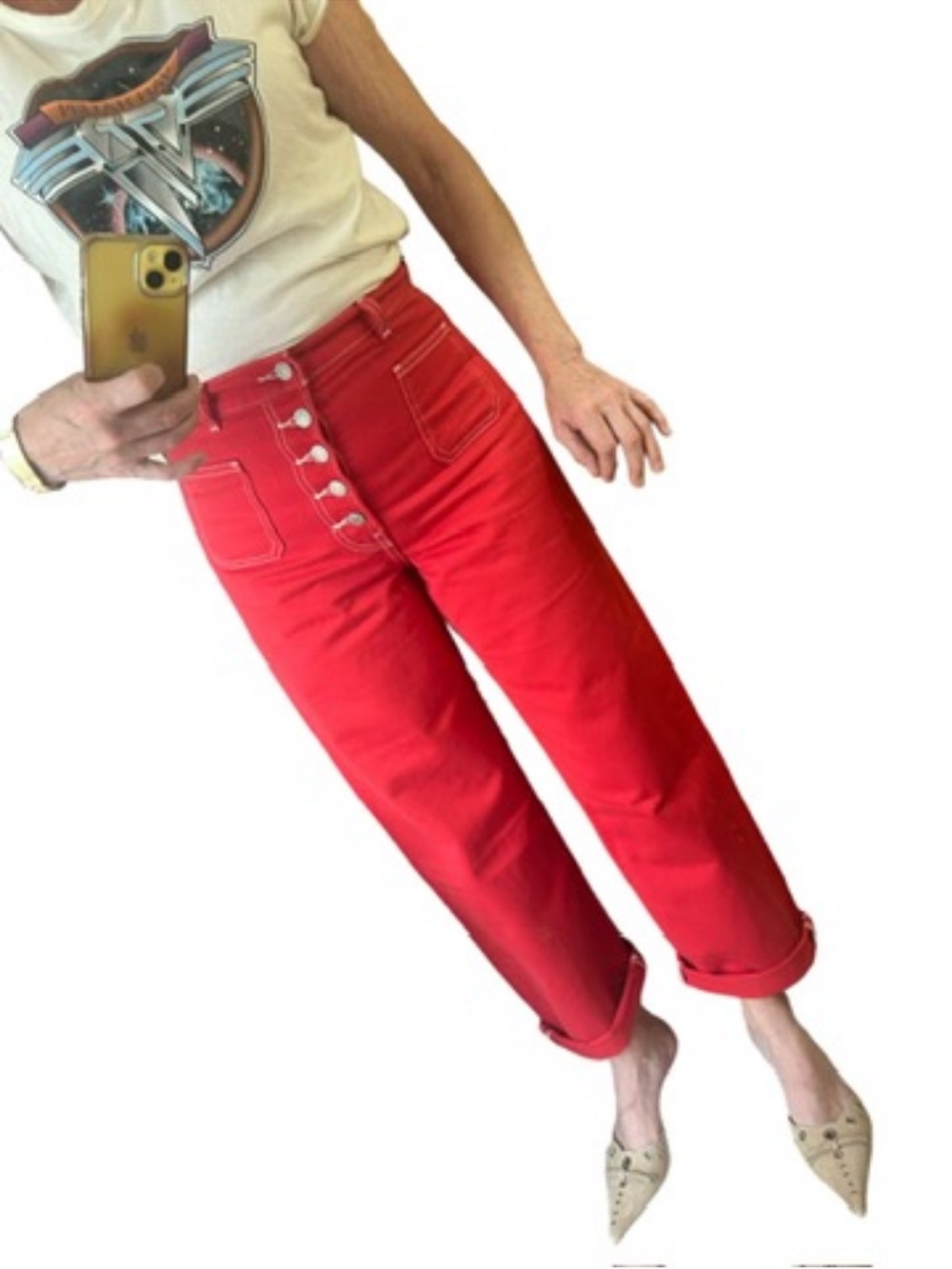 Red cropped Levi’s!!  These are everywhere right now!!  29W 29L